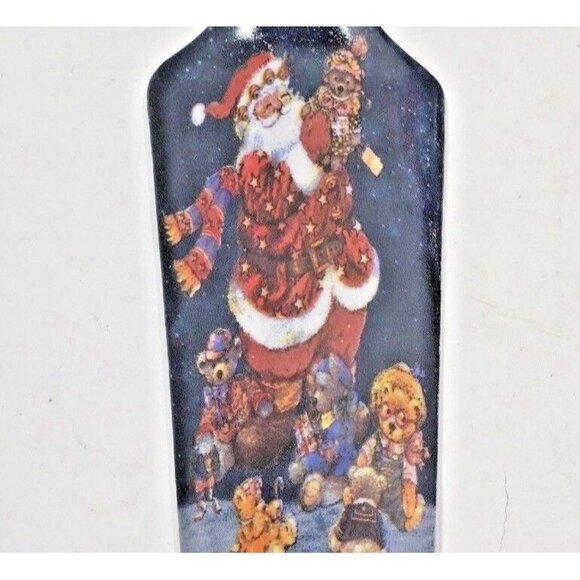 Santa Claus Christmas Cake Plate w Server Holiday Party Platter Teddy Bear Toy - Picture 7 of 8